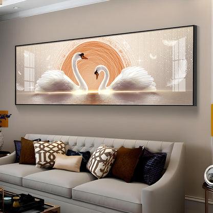 Two White Mute Swans Premium Acrylic Horizontal Wall Art