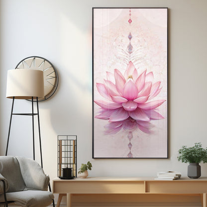 Pink Lotus Flower Premium Acrylic Vertical Wall Art