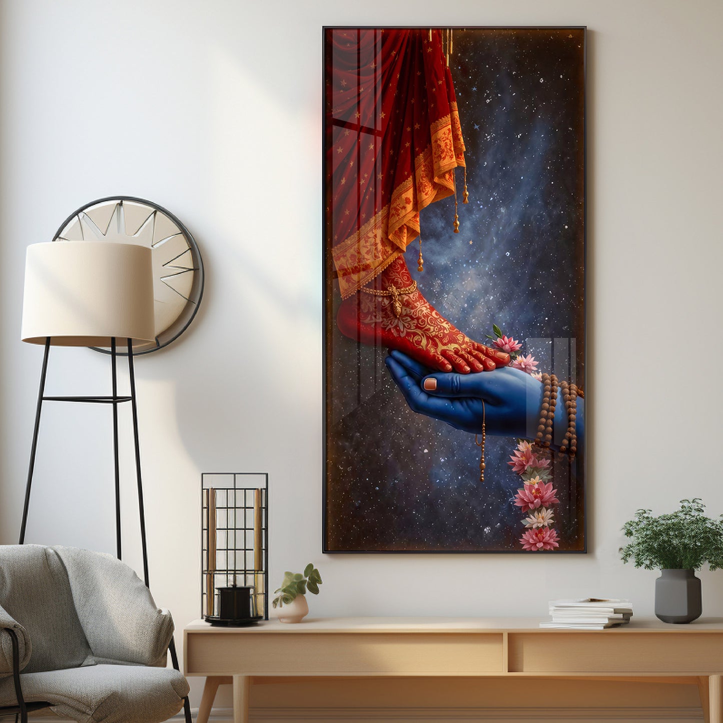 Shiv Ji Hand With Parvati Feet Premium Acrylic Vertical Wall Art