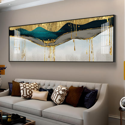 Golden Geomorphic Abstract Premium Acrylic Horizontal Wall Art