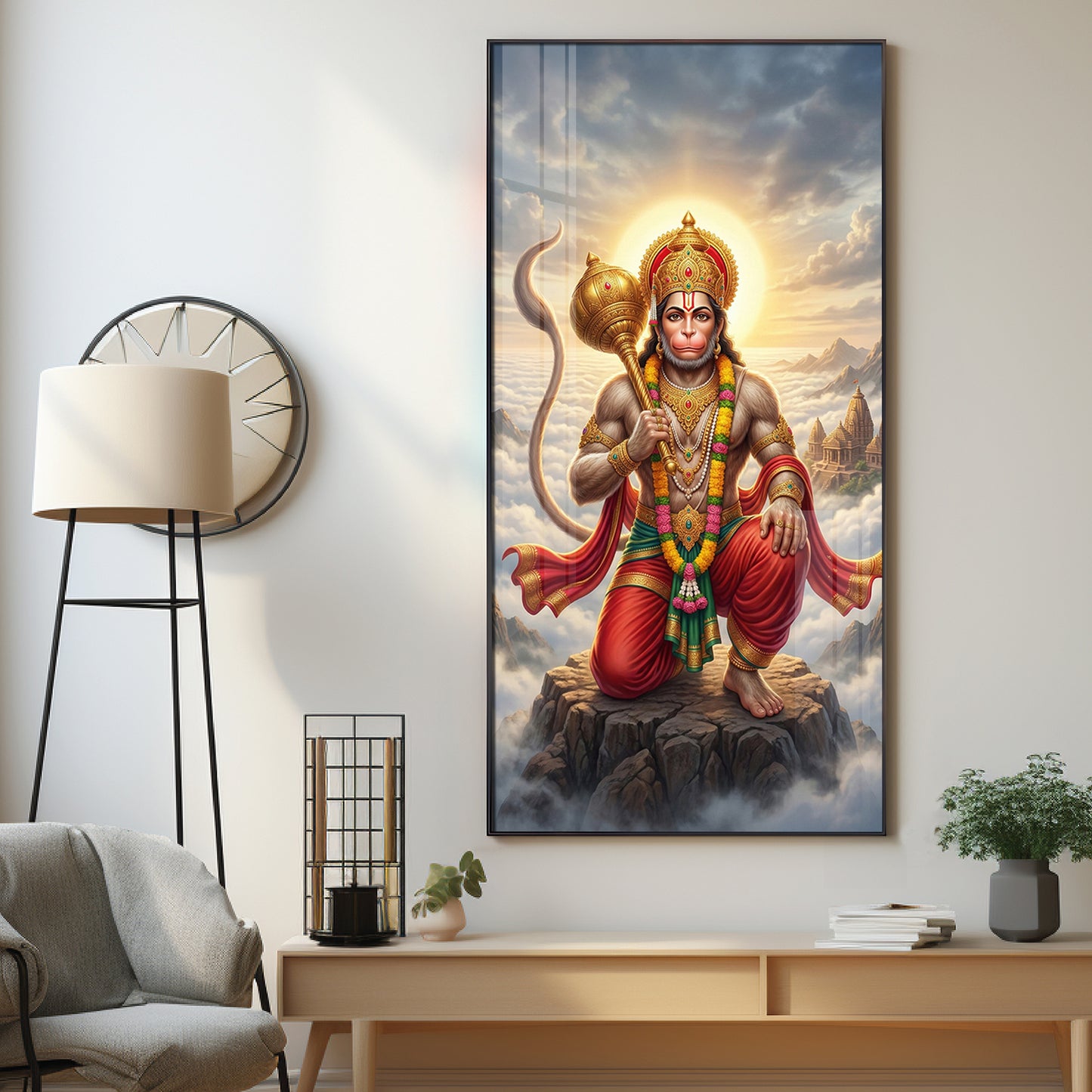 Divine Hanuman Ji Blessing Premium Acrylic Vertical Wall Art