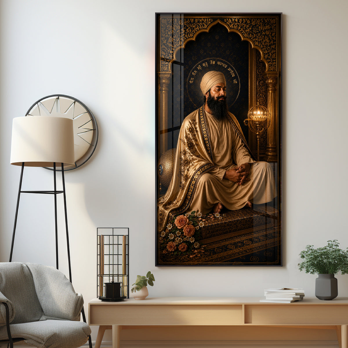 Guru Tegh Bahadur Ji Meditating Premium Acrylic Vertical Wall Art