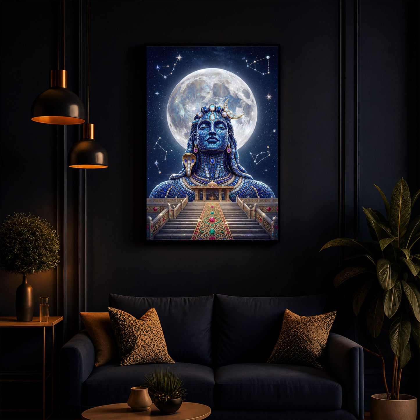 Divine Mahadev Modern Luxury Backlight Vertical Wall Art