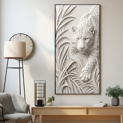 White Leopard Premium Acrylic Vertical Wall Art
