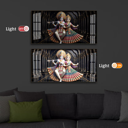 Hindu Seities Radha & Krishna Modern Luxury Backlight Horizontal Wall Art