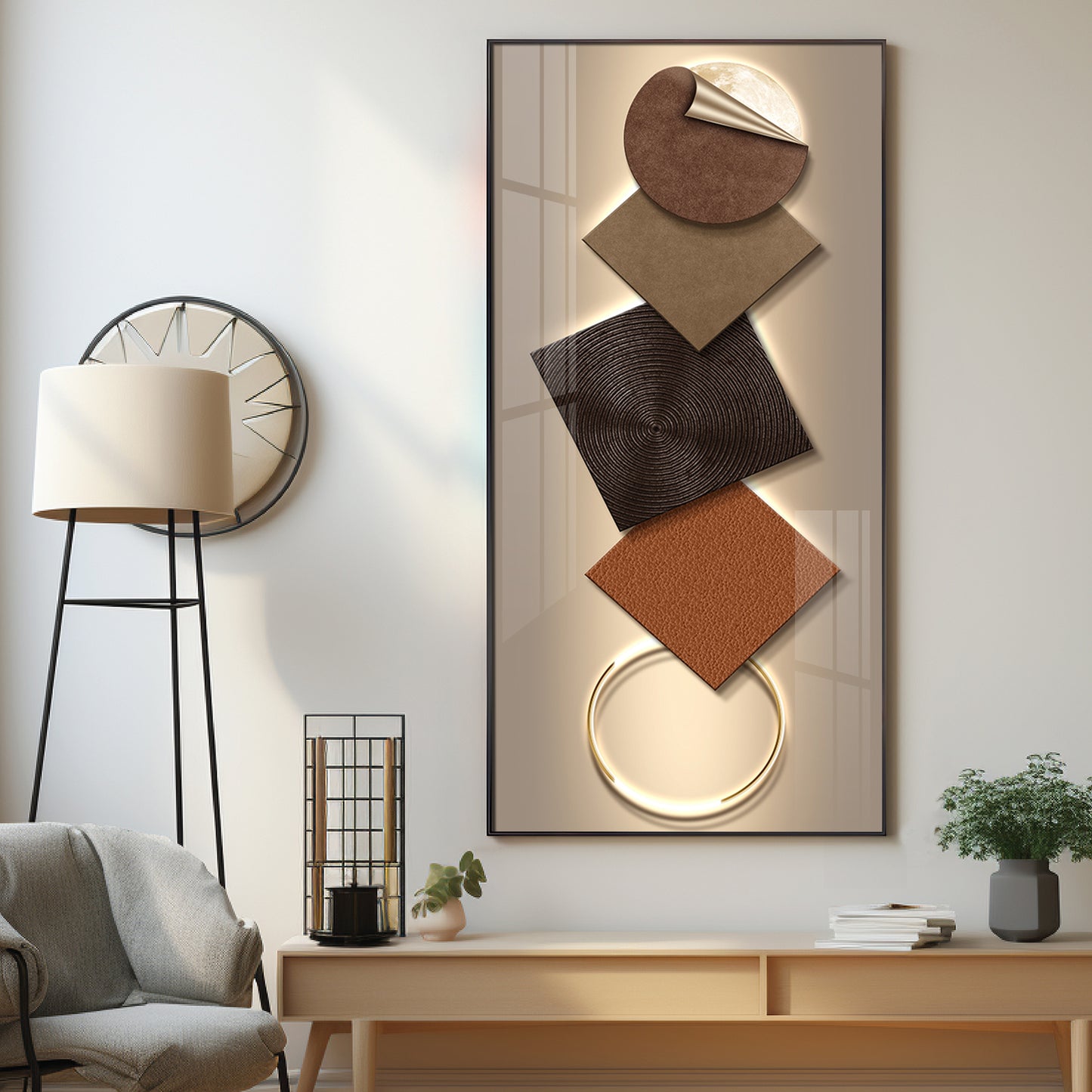Elegant Geometry Abstract Design Premium Acrylic Vertical Wall Art