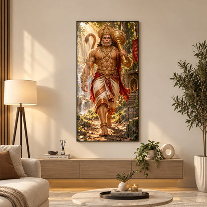 Hanuman Walking in Forest Premium Acrylic Vertical Wall Art