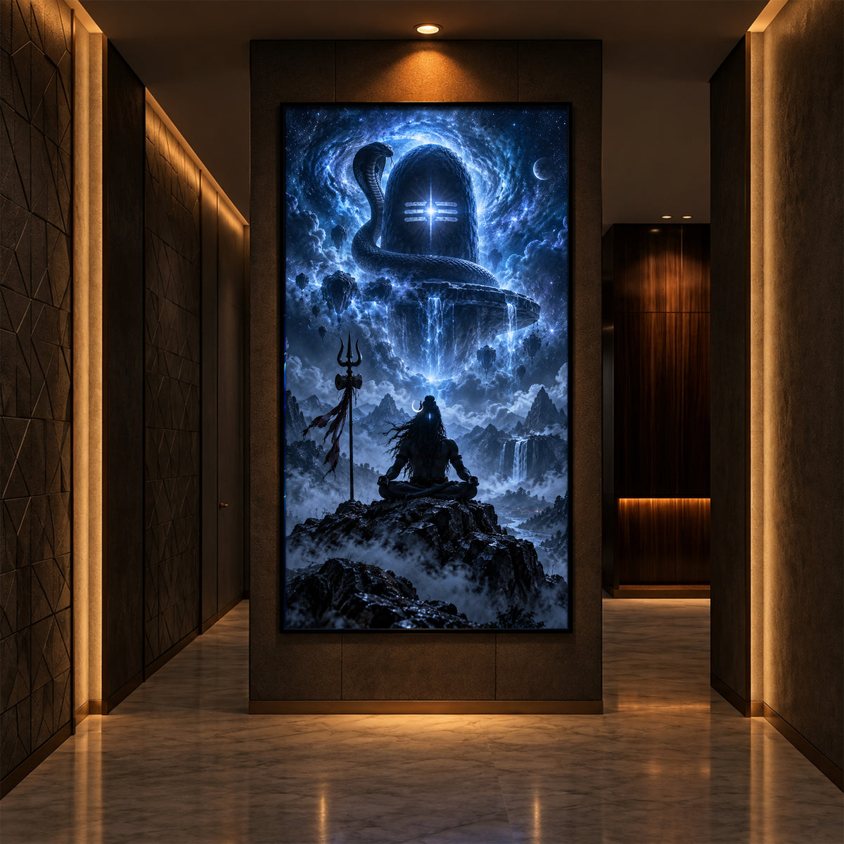 Shiva Cosmic Glow Modern Luxury Backlight Vertical Wall Art
