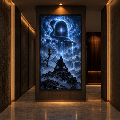 Shiva Cosmic Glow Modern Luxury Backlight Vertical Wall Art