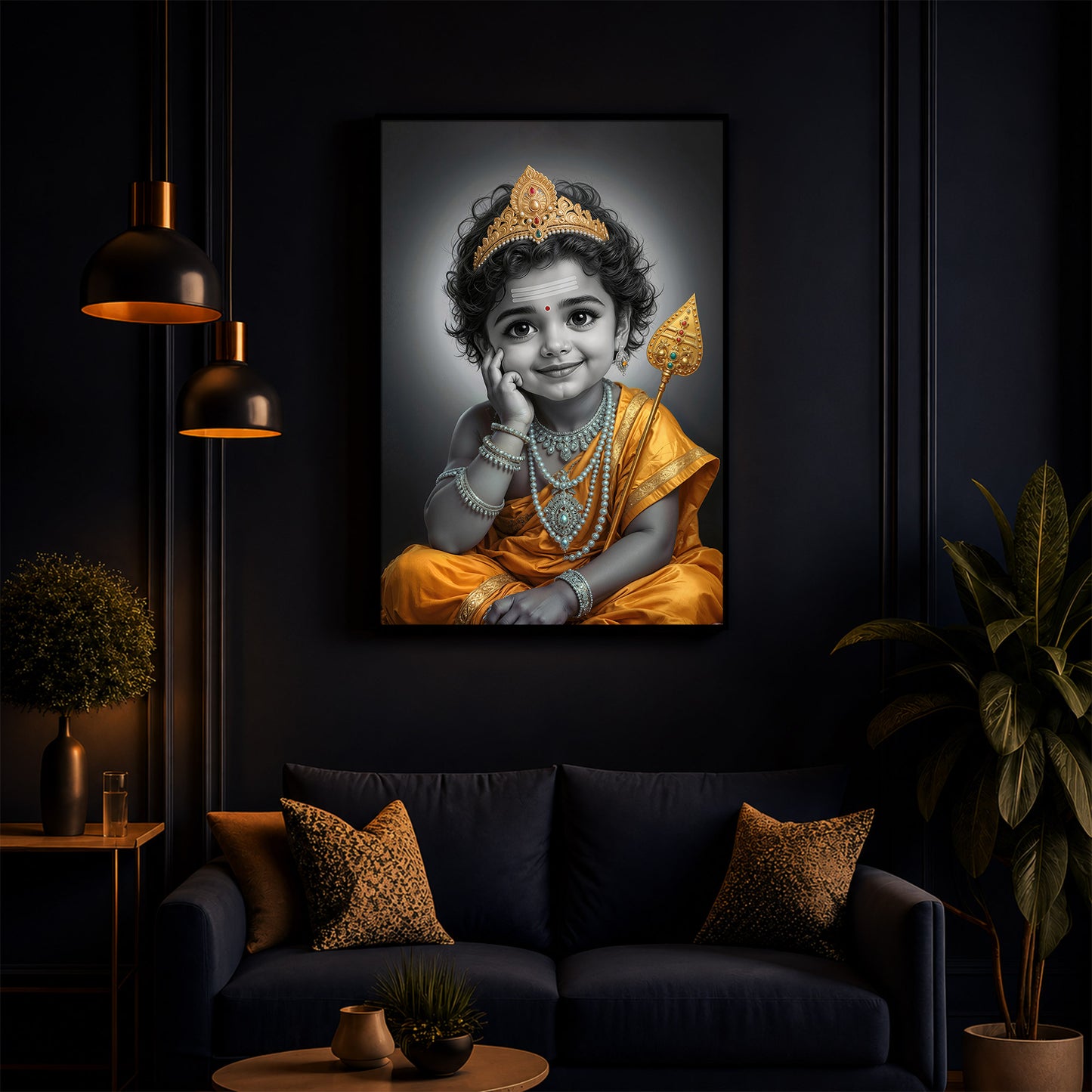 Little Murugan Modern Luxury Backlight Vertical Wall Art