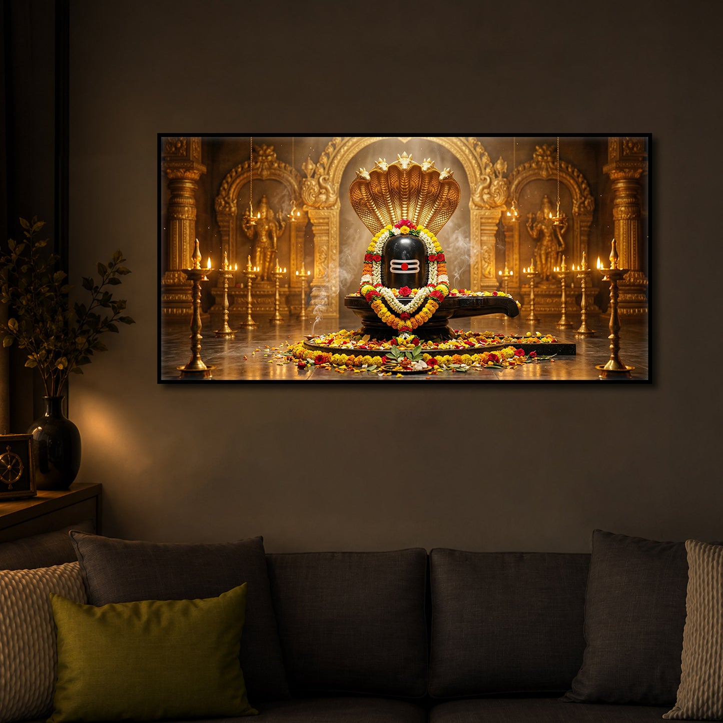 Bholenath Ji Modern Luxury Backlight Horizontal Wall Art