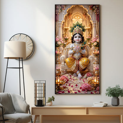 Divine Shree Krishna Premium Acrylic Vertical Wall Art