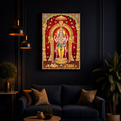 Son of Shiva Lord Murugan Modern Luxury Backlight Vertical Wall Art