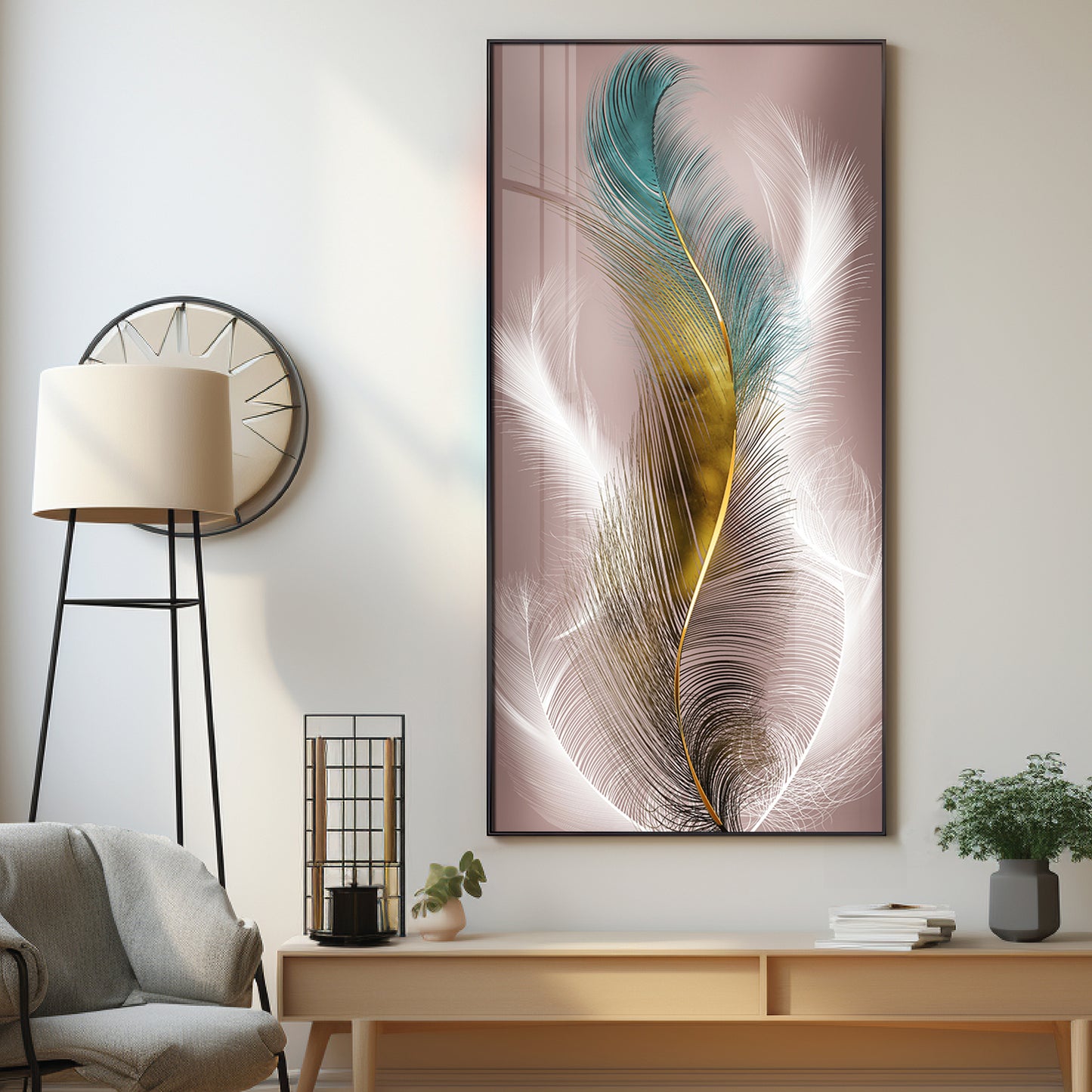 Abstract Feather Premium Acrylic Vertical Wall Art