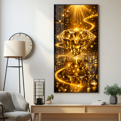 Golden Diamond Premium Acrylic Vertical Wall Art