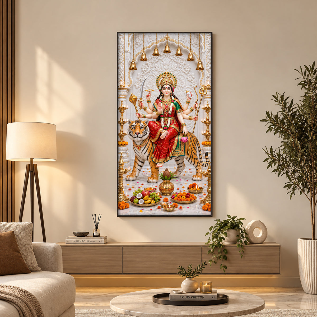 Holy Durga Mata Premium Acrylic Vertical Wall Art