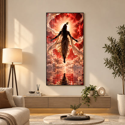 Divine Krishna Cosmic Aura Premium Acrylic Vertical Wall Art