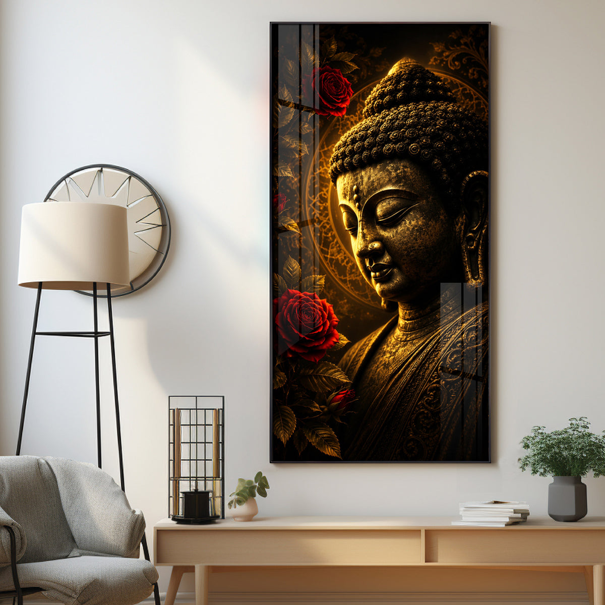 Beautiful Divine Buddha Premium Acrylic Vertical Wall Art