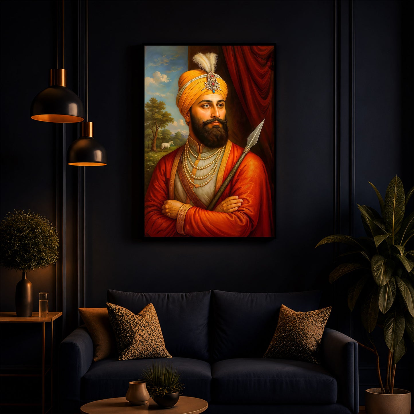 Prestigious Guru Gobind Singh Ji Modern Luxury Backlight Vertical Wall Art