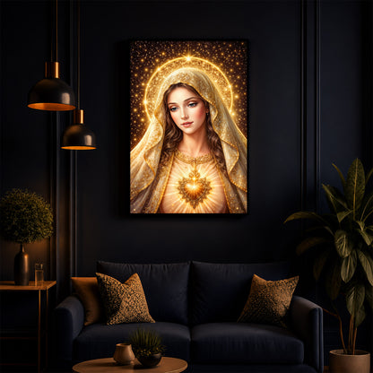 Virgin Mary Modern Luxury Backlight Vertical Wall Art