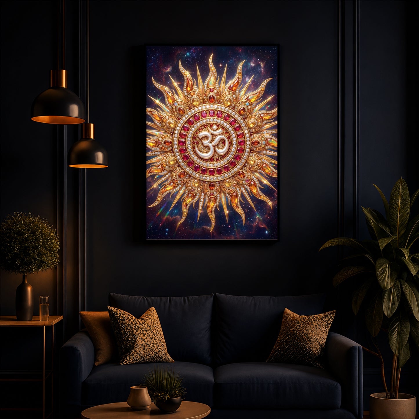 Spiritual White Om Modern Luxury Backlight Vertical Wall Art