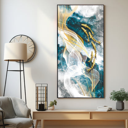 Golden Swim Premium Acrylic Vertical Wall Art
