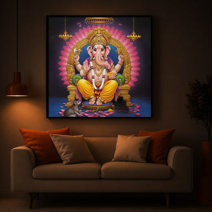 Divine Ganesh JI Modern Luxury Backlight Square Wall Art