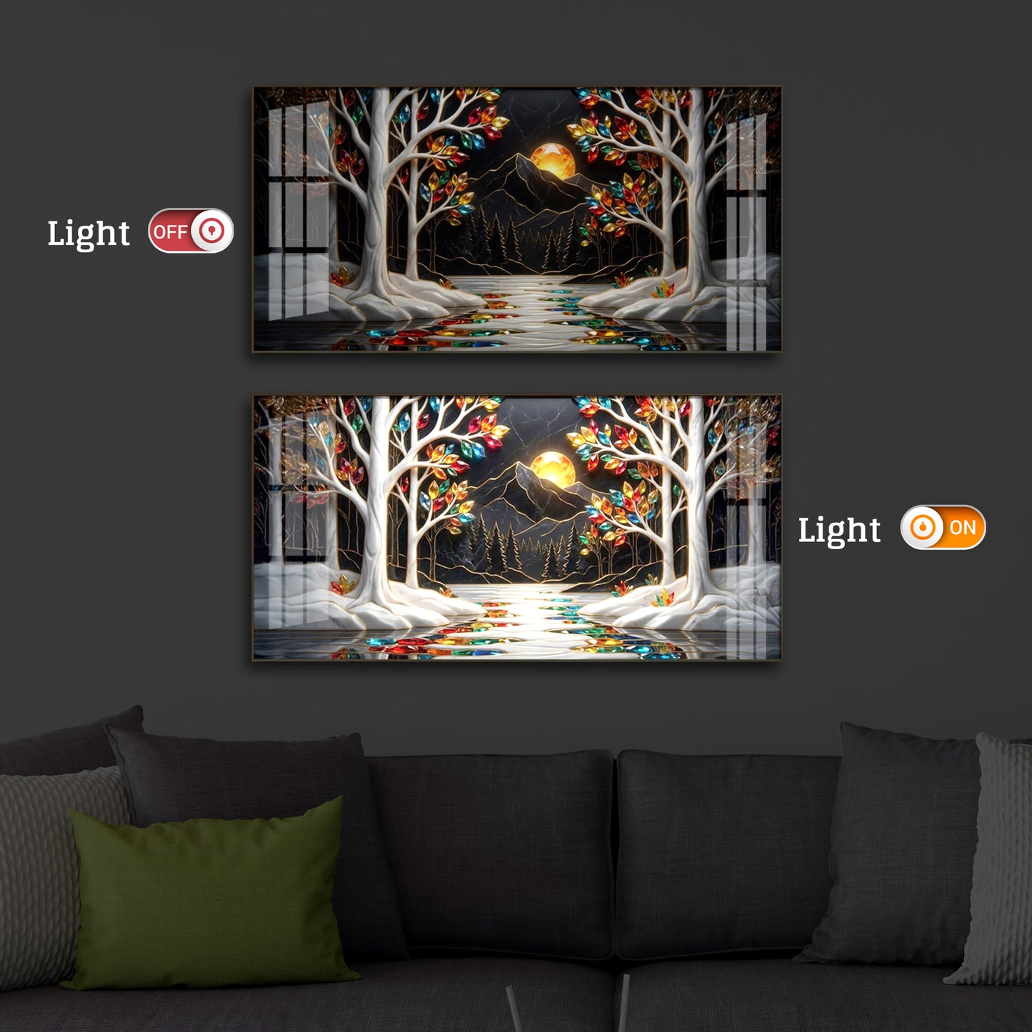 Tree Of Life Modern Luxury Backlight Horizontal Wall Art