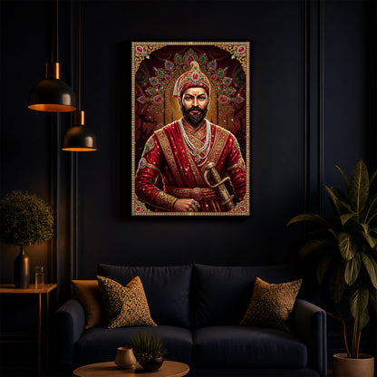 Chhatrapati Shivaji Maharaj  Modern Luxury Backlight Vertical Wall Art