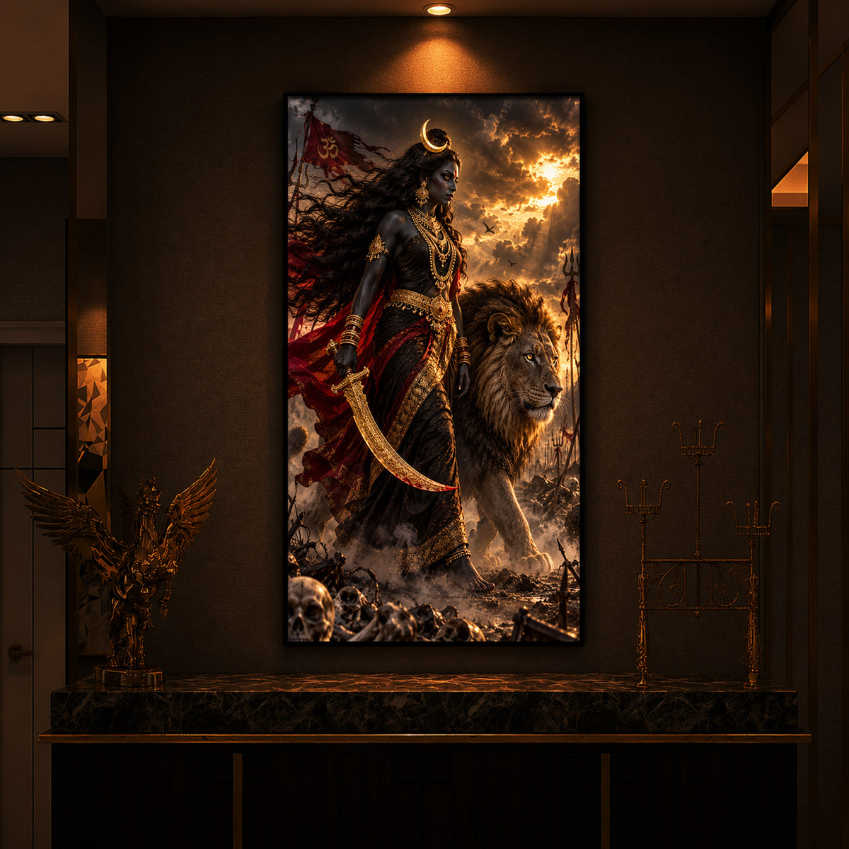 Mata Kali Modern Luxury Backlight Vertical Wall Art