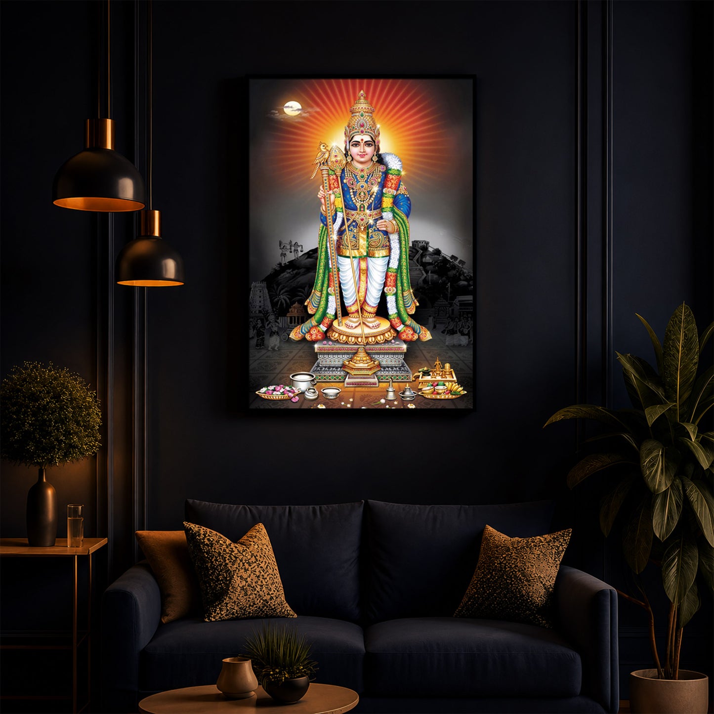 Lord Kartikeyan Modern Luxury Backlight Vertical Wall Art