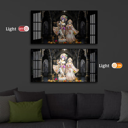 Spiritual Shree Radha Krishna Modern Luxury Backlight Horizontal Wall Art