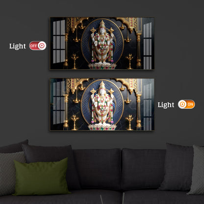 Lord Tirupati Balaji Modern Luxury Backlight Horizontal Wall Art
