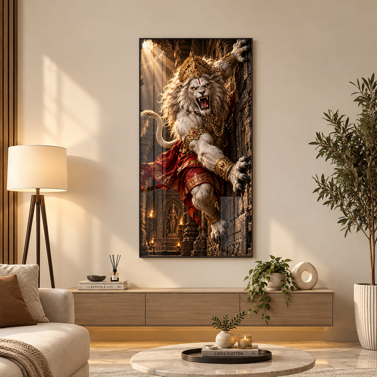 Bhagwan Narsimha Premium Acrylic Vertical Wall Art