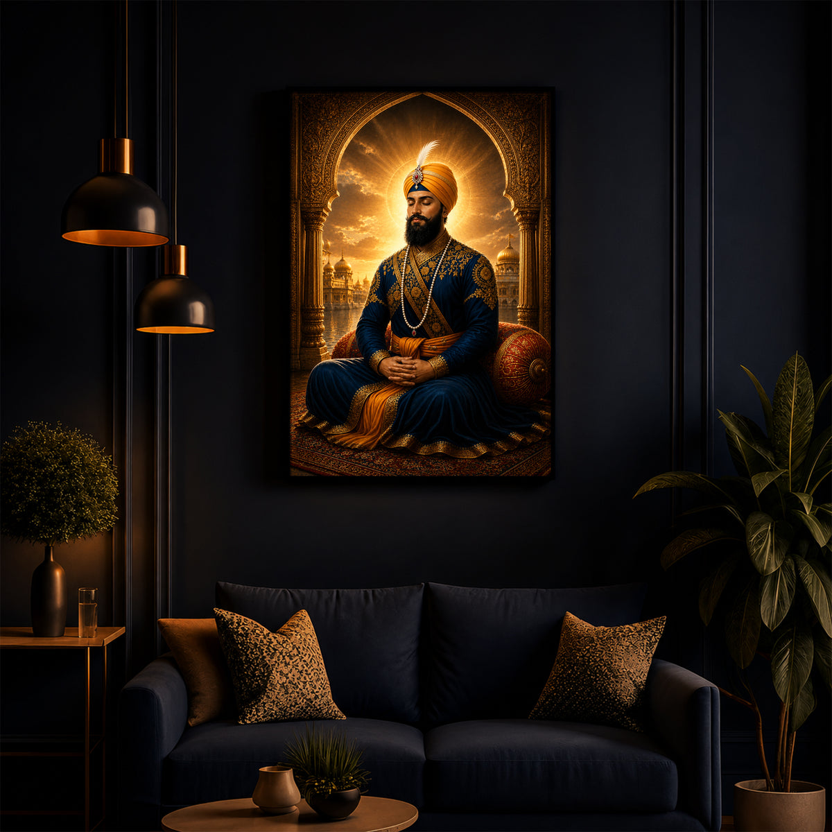 Majestic Guru Gobind Singh Ji Modern Luxury Backlight Vertical Wall Art