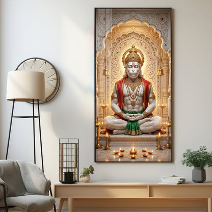 Hanuman's Divine Sanctuary Premium Acrylic Vertical Wall Art