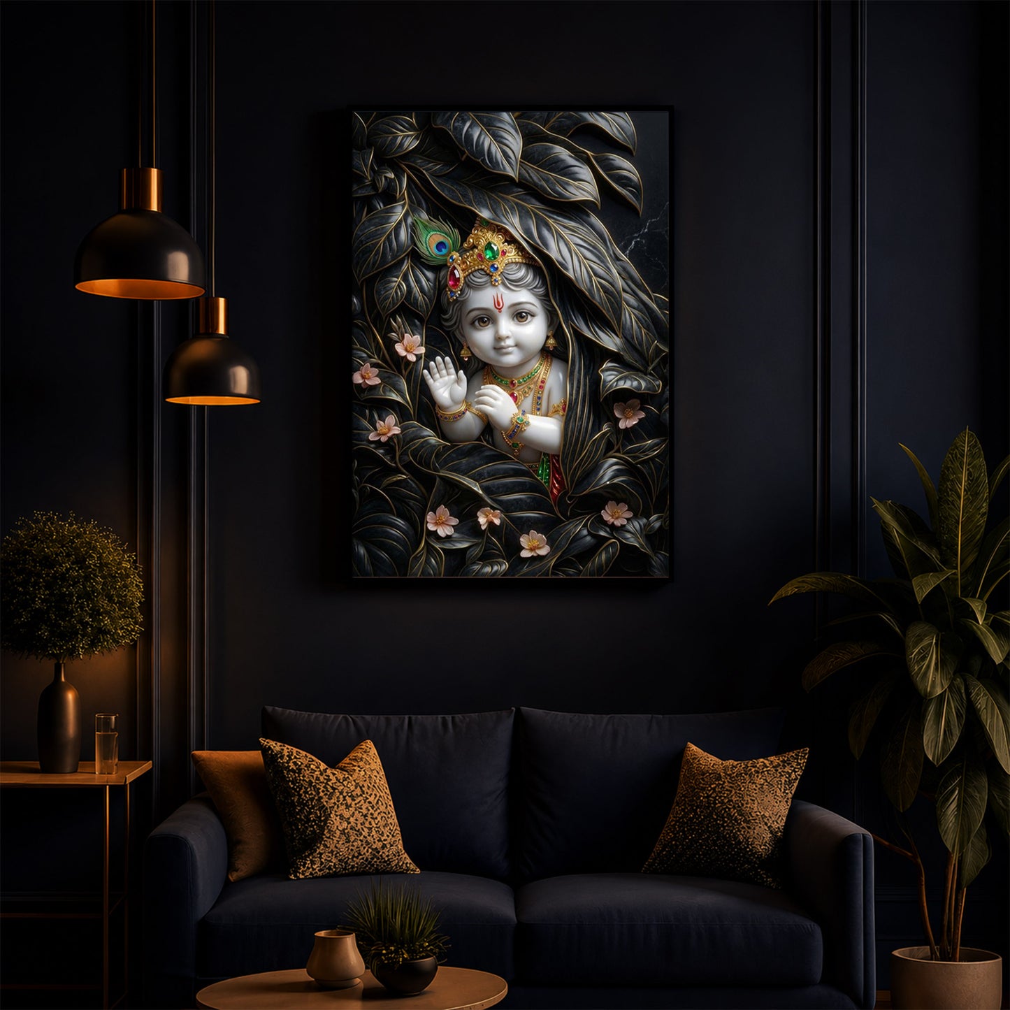 Baby Krishna Modern Luxury Backlight Vertical Wall Art