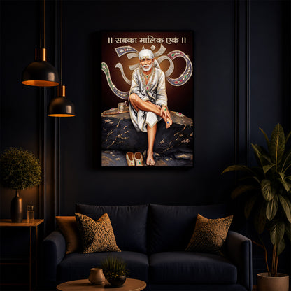 Shirdi Sai Baba Modern Luxury Backlight Vertical Wall Art