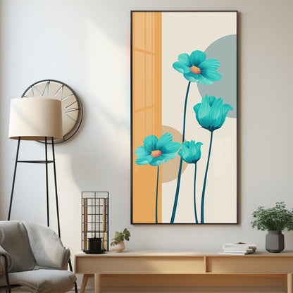 Elegant Blue Flowers Premium Acrylic Vertical Wall Art