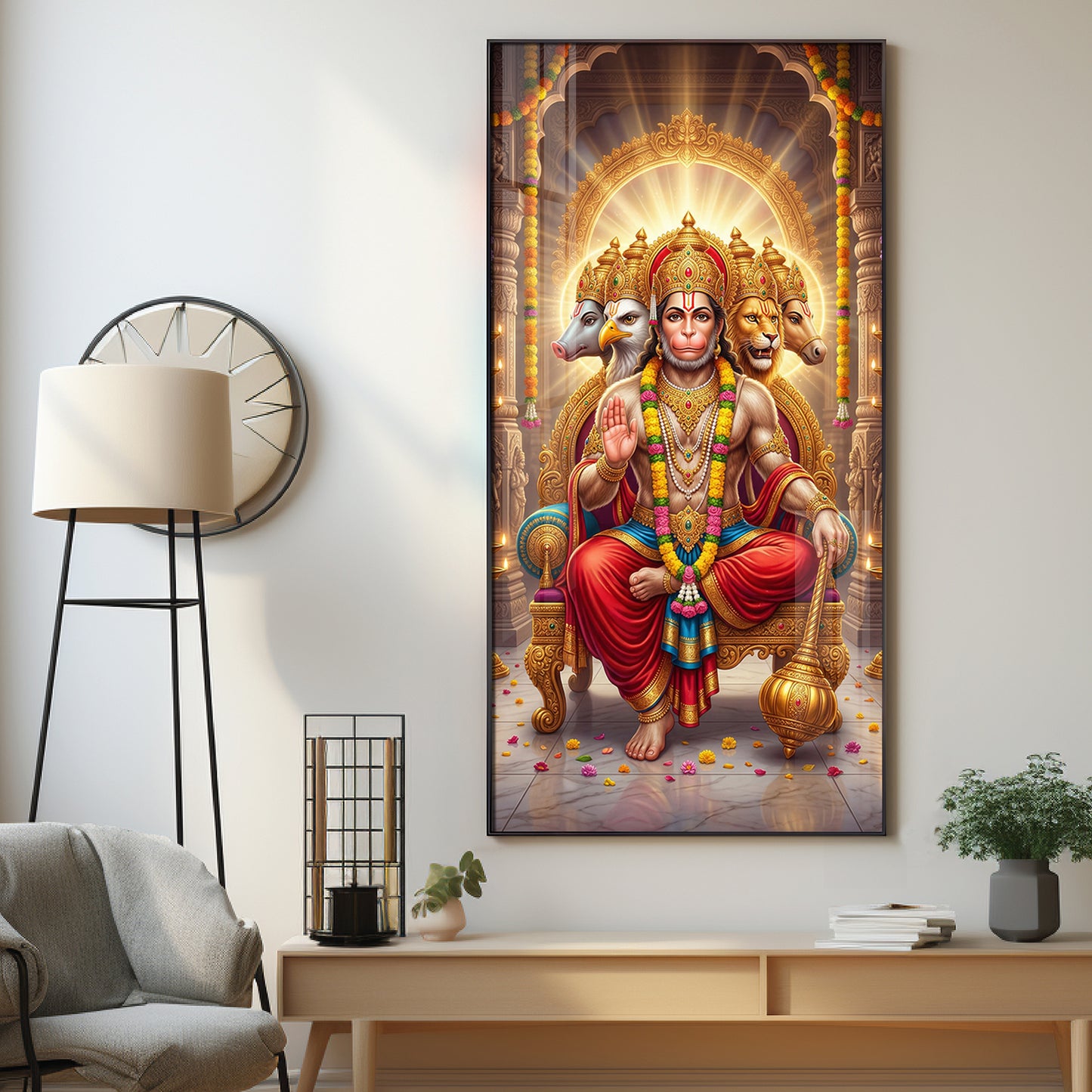 Divine Panchmukhi Hanuman Ji Essence Premium Acrylic Vertical Wall Art
