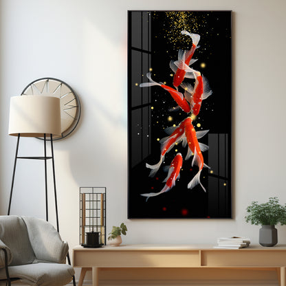 Red & White Koi Fish Premium Acrylic Vertical Wall Art