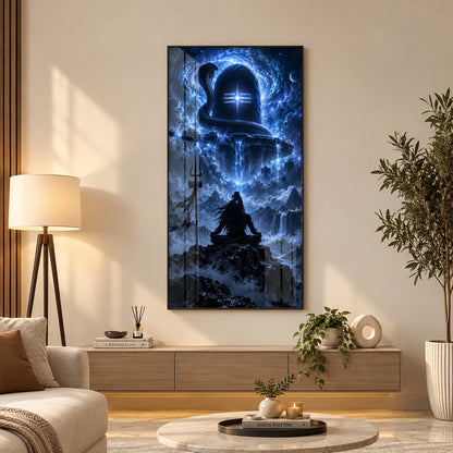 Aura of Cosmic Mahadev Premium Acrylic Vertical Wall Art