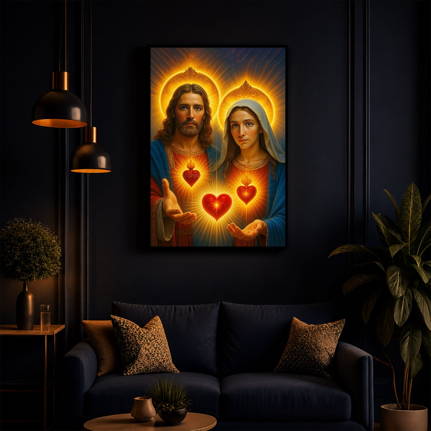 God Prayer Modern Luxury Backlight Vertical Wall Art