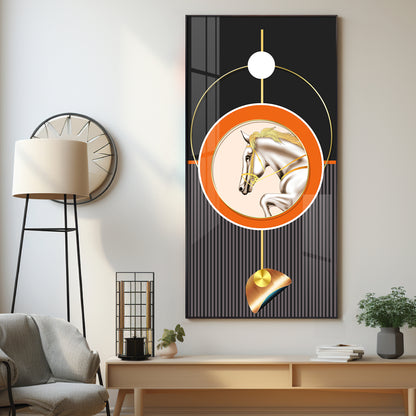 Horse Golden Ember Premium Acrylic Vertical Wall Art