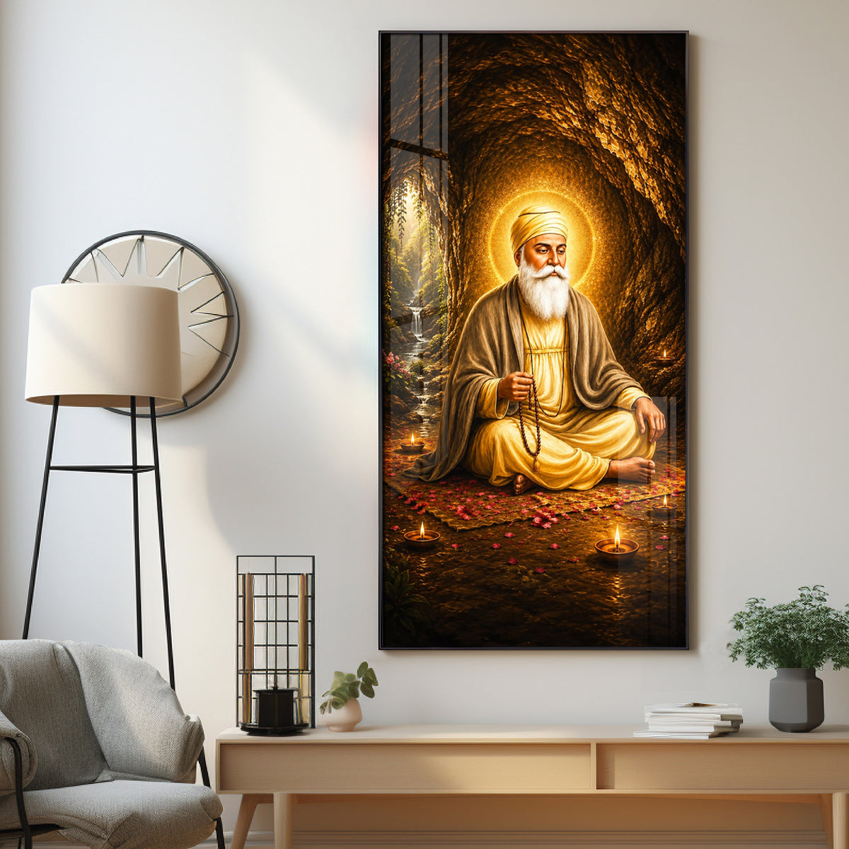 Divine Guru Nanak Dev Ji Premium Acrylic Vertical Wall Art