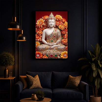 Buddha Bless Modern Luxury Backlight Vertical Wall Art