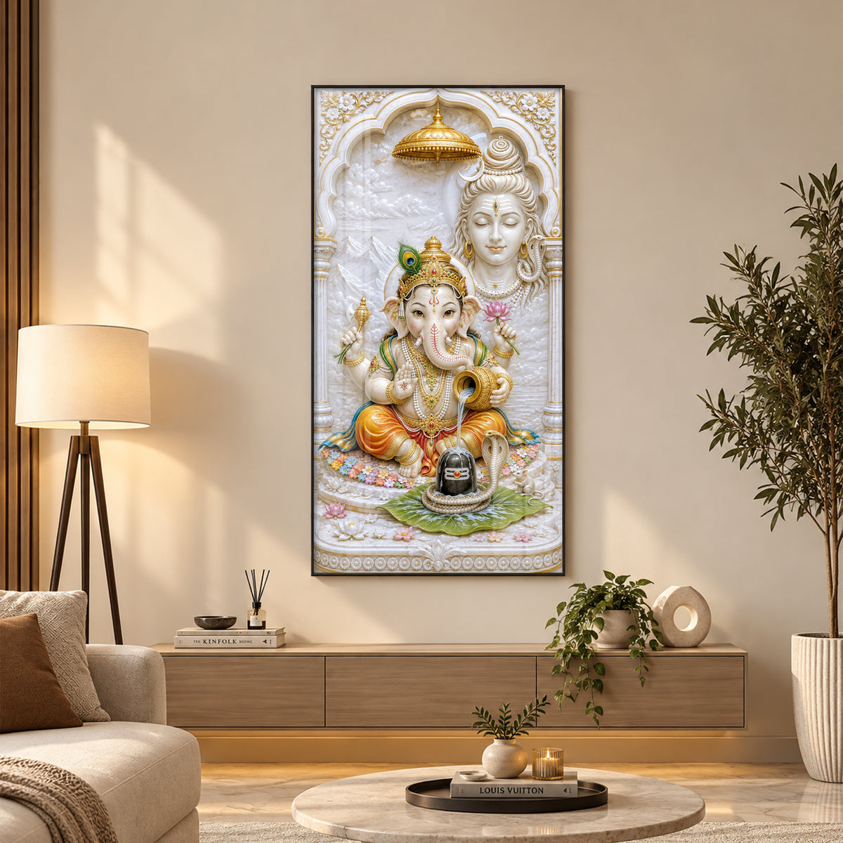 Lord Ganesha & Shiva Premium Acrylic Vertical Wall Art