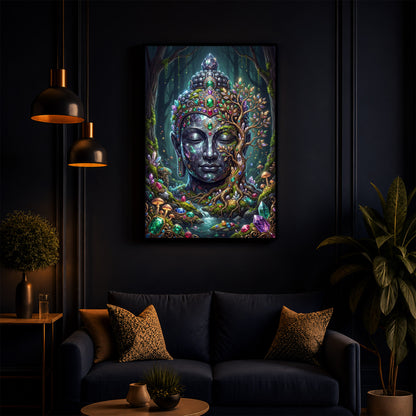 Lord Gautam Buddha Modern Luxury Backlight Vertical Wall Art