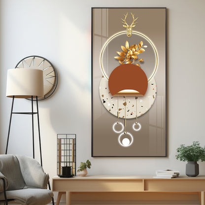 Golden Floral Grandeur Premium Acrylic Vertical Wall Art