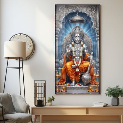 Exalted Hanuman Ji Premium Acrylic Vertical Wall Art